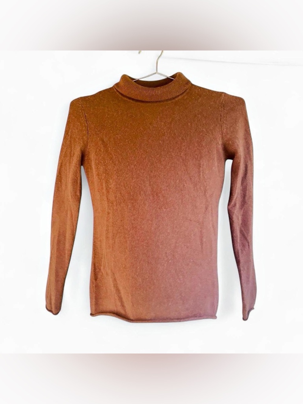 Magaschoni Brown 100% Cashmere Turtleneck Sweater – 90s Minimalist Luxury (XS)